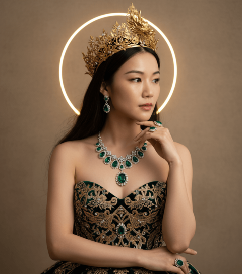 Opulent Golden Crown Portrait